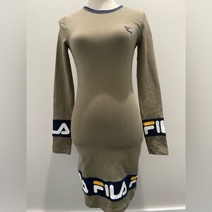 Fila Khaki Long Sleeve Dress with Navy Accents